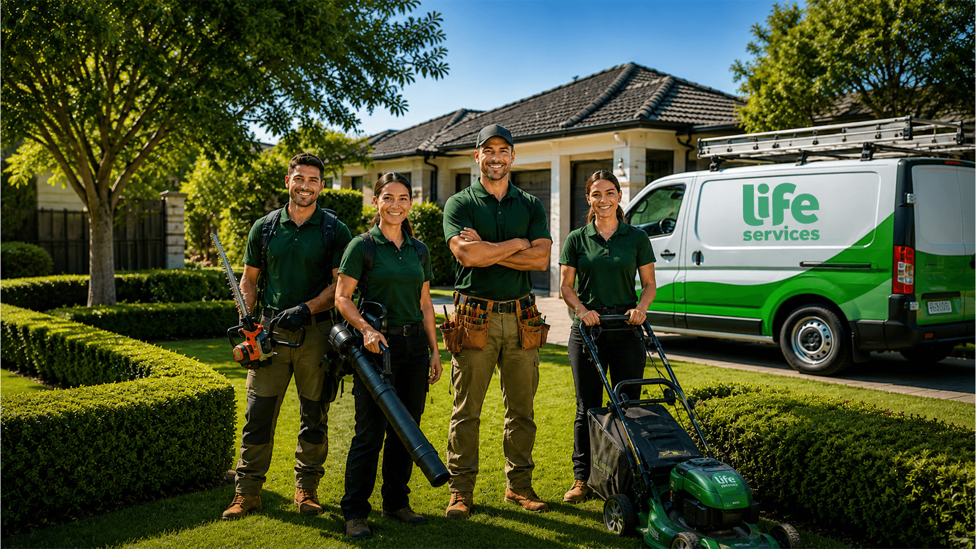 Lawn maintenance hero background